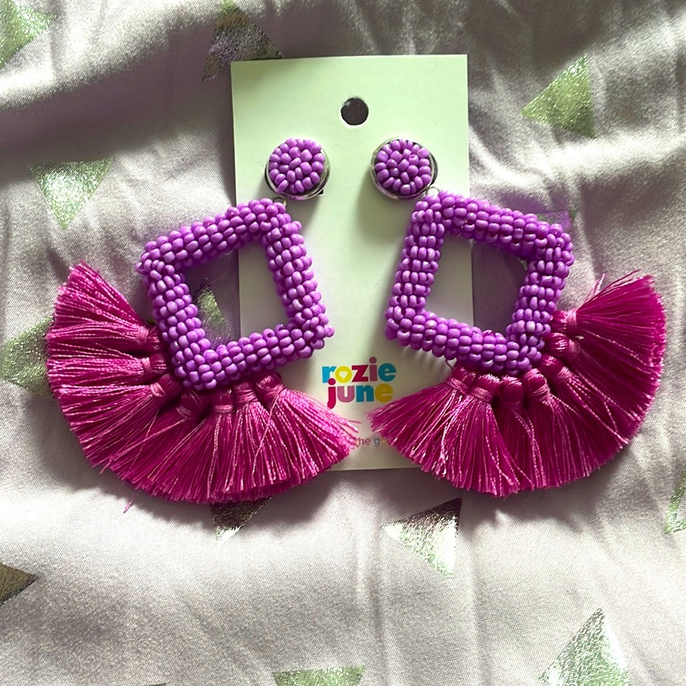 Rozie June Boho Purple Statement Earrings